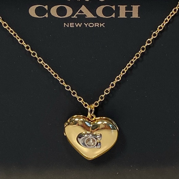 NIB Coach Pillow Heart Locket Necklace 16”+2” - Picture 1 of 10